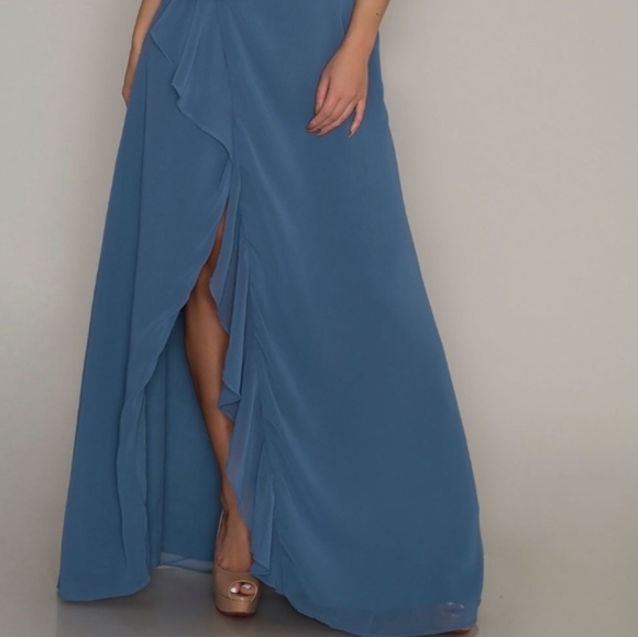 Last M•Ruffle Surplice Maxi Dress - Azure - Picture 2 of 3
